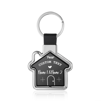 Dulce casa-Llavero en forma de casa personalizado con 2 nombres, 1 texto y año-Jessemade ES