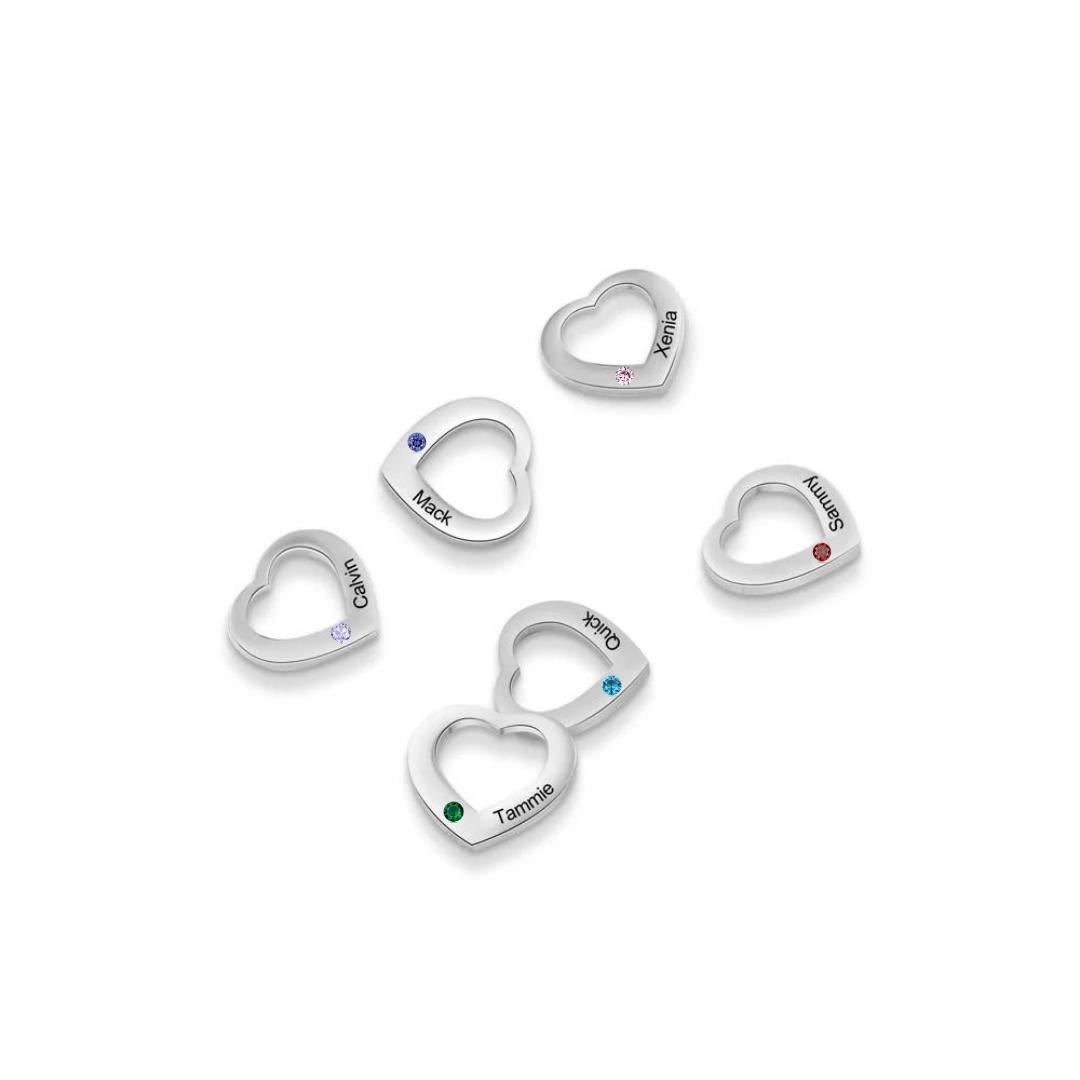 Accesorio de pulsera con colgante de corazón 1 nombre y piedra