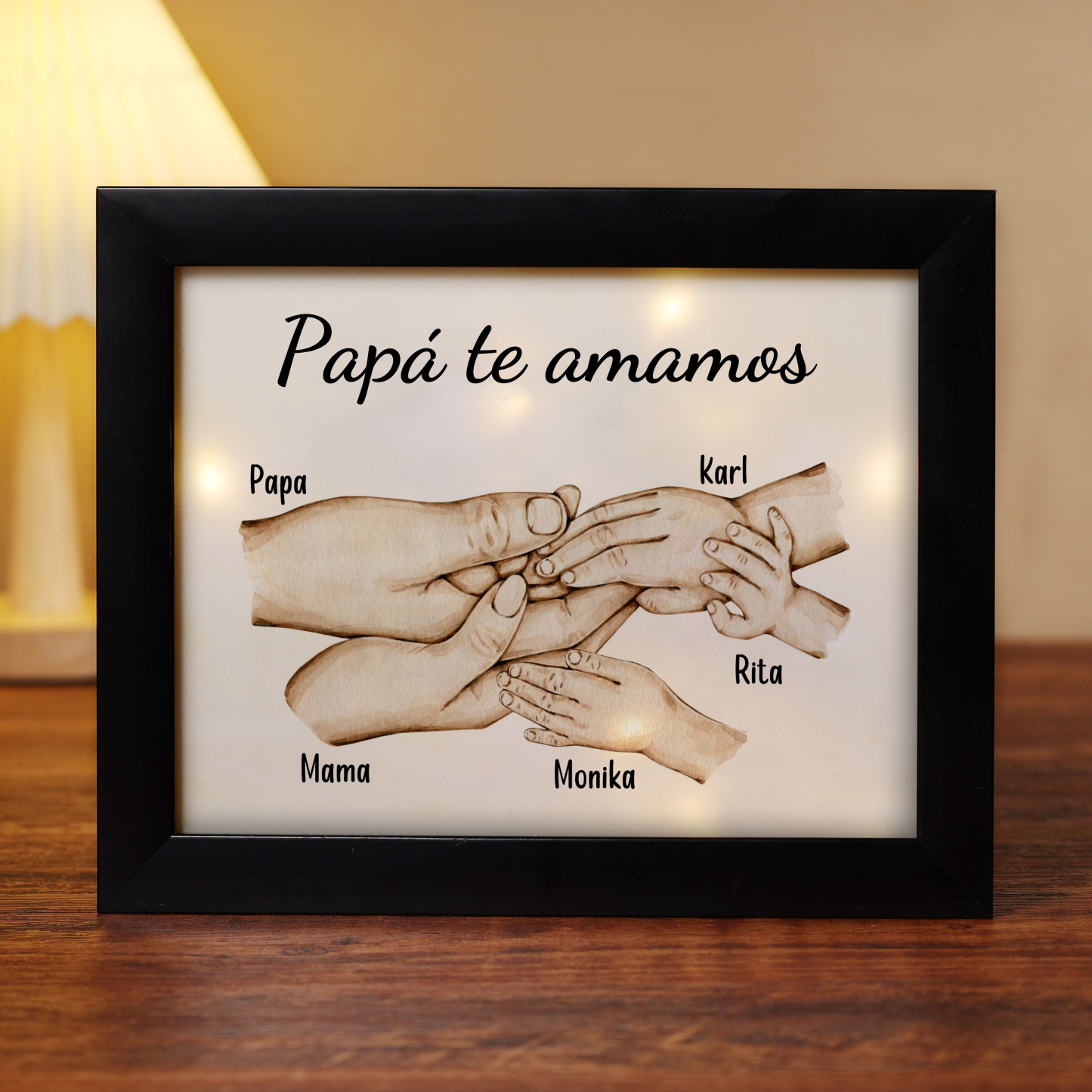 A mi papá-Marco de madera mano a mano 5 nombres personalizados con texto-Jessemade ES