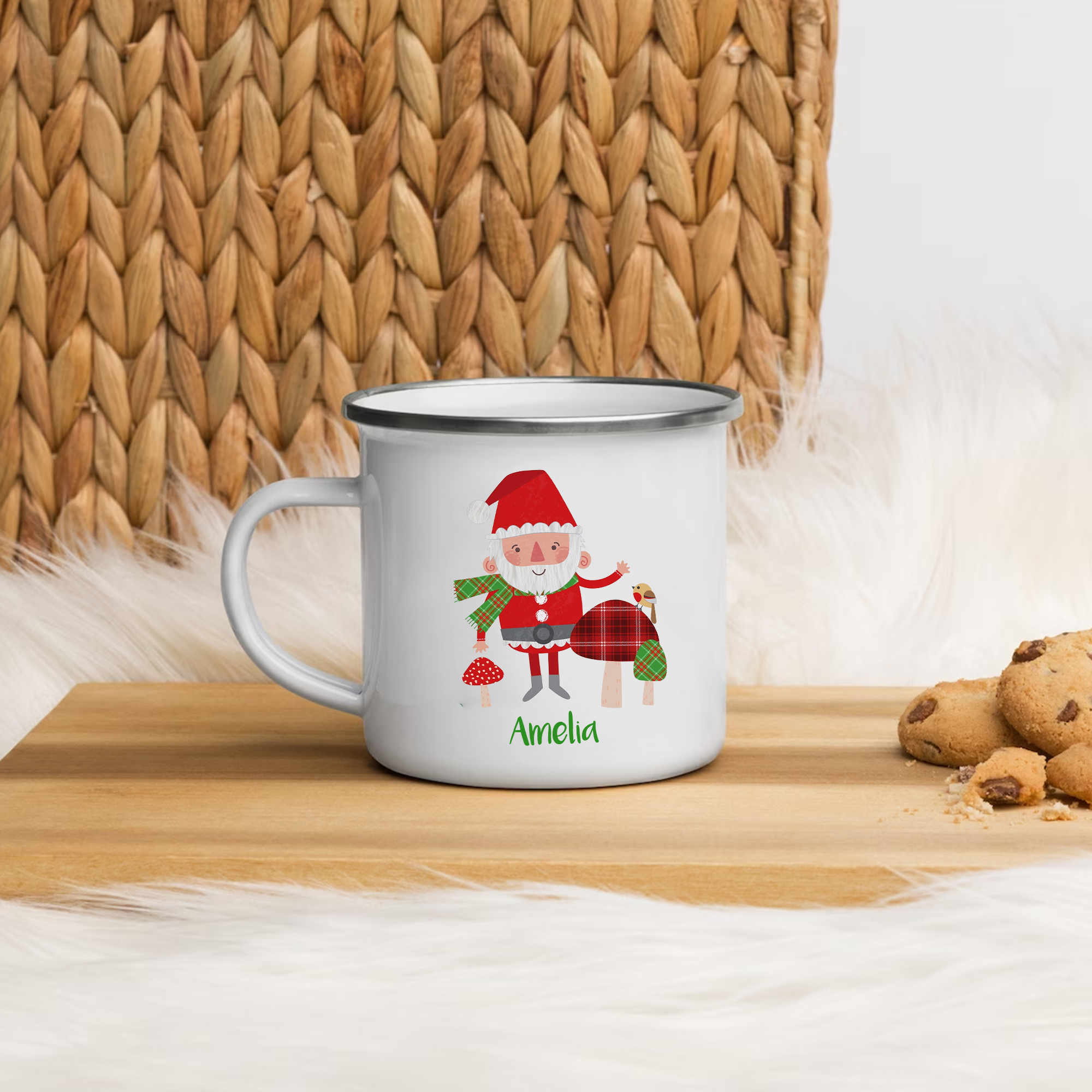 Navidad-Taza Papá Noel para niños con 1 nombre personalizado