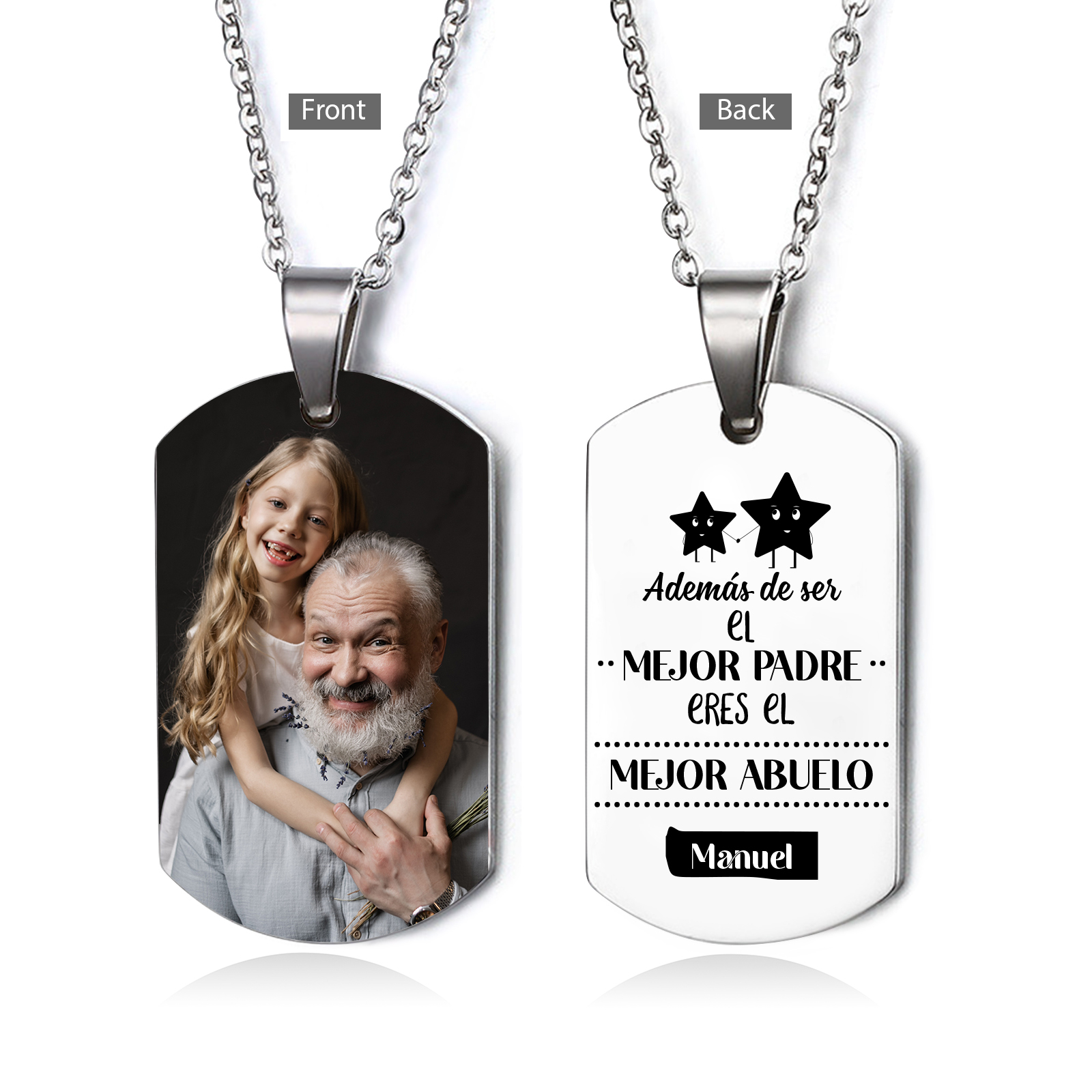 A MI ABUELO-Collar de placa personalizada con nombre y foto-Jessemade ES