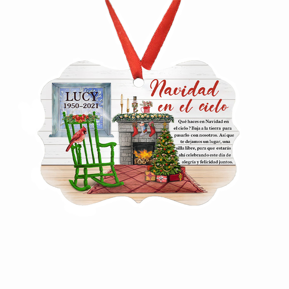 Navidad-Ornamento navideño navidad en el cielo 1 nombre y un texto personalizados Adorno de madera