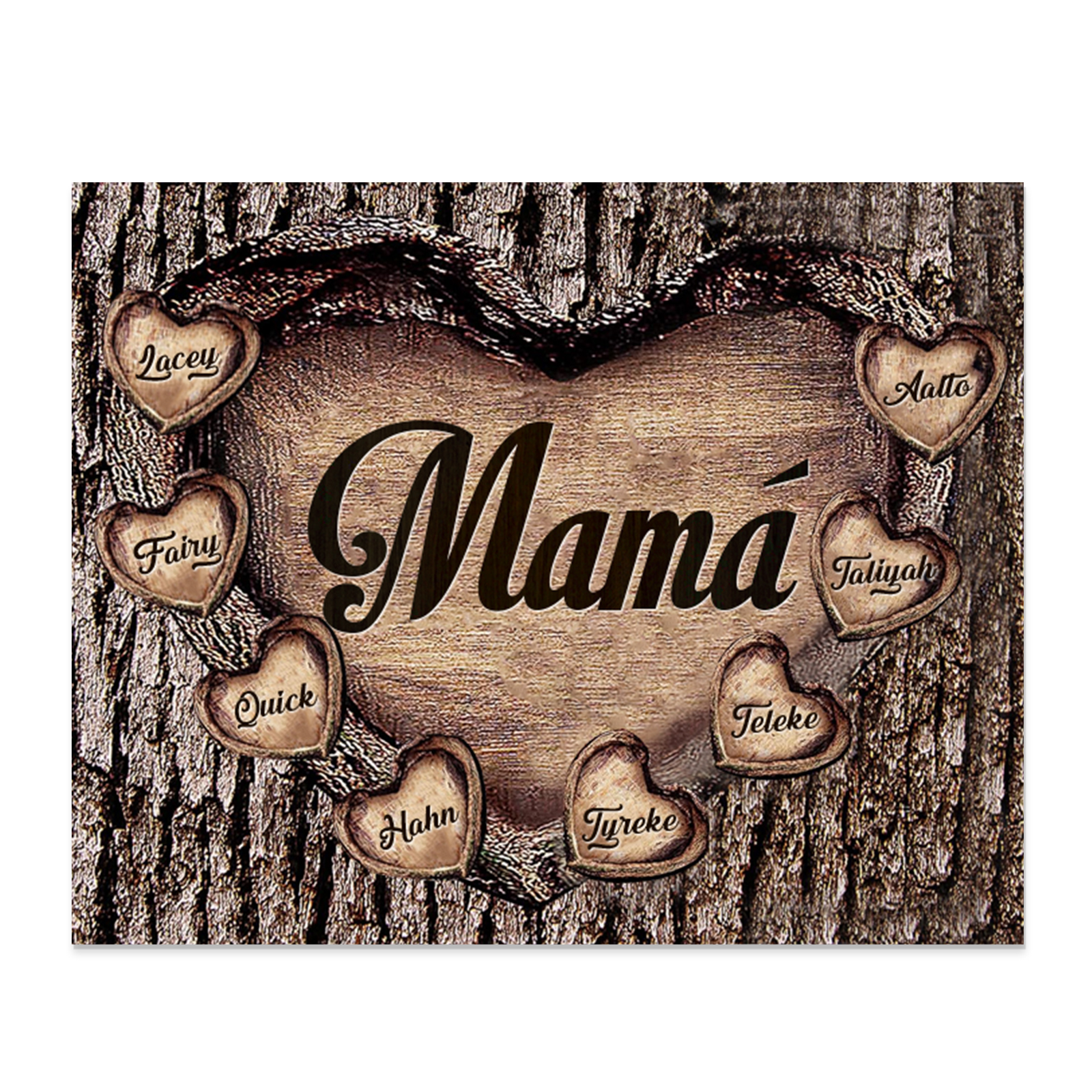A mi mamá-Lámina marco de madera para mamá personalizado con 8 nombres-Jessemade ES