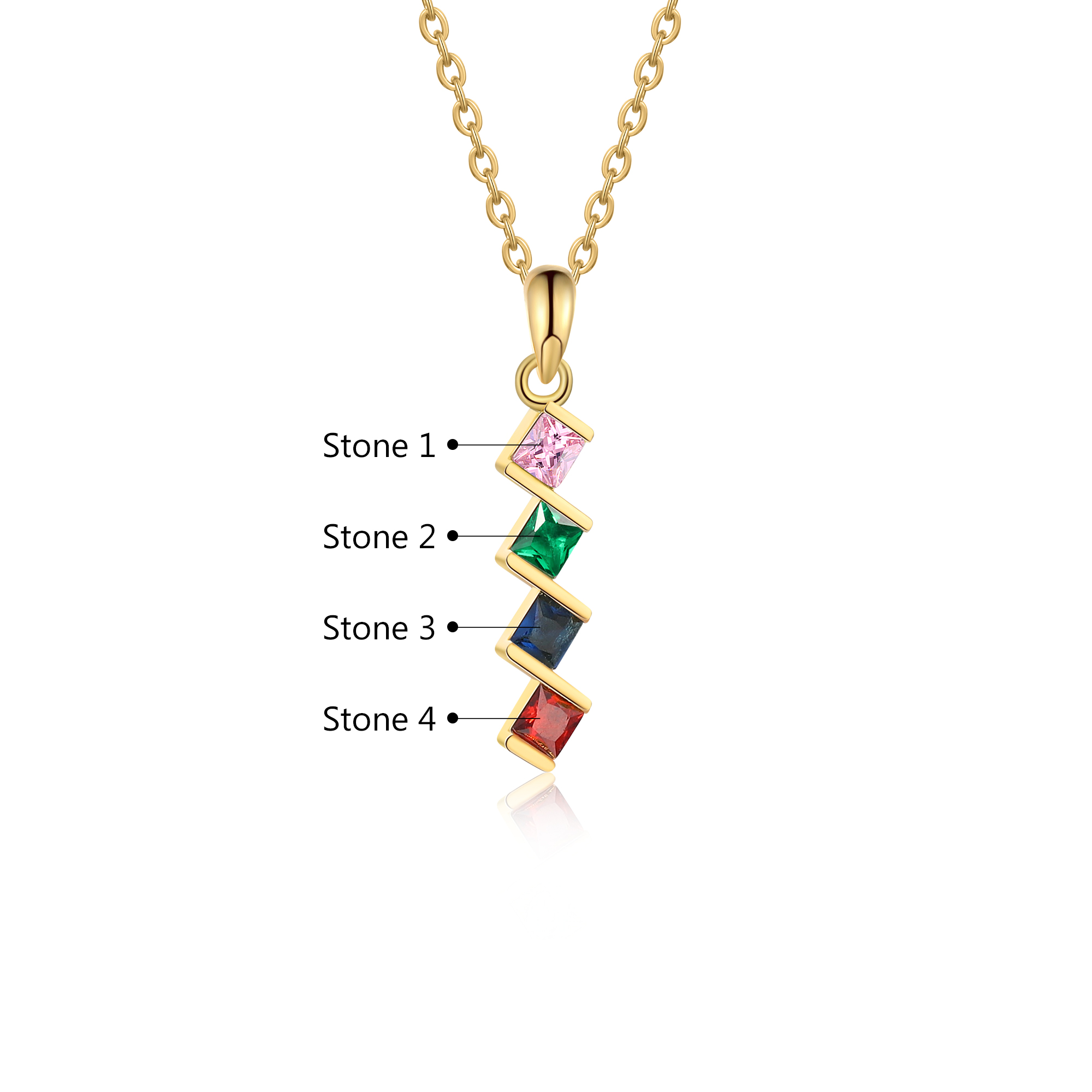 Collar para mujer con 4 piedras de nacimiento personalizadas-Jessemade ES