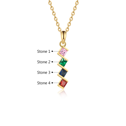 Collar para mujer con 4 piedras de nacimiento personalizadas-Jessemade ES