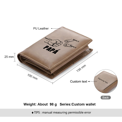 A mi papá-Cartera 2-5 nombres y texto personalizados billetera clásica puño a puño -Jessemade ES