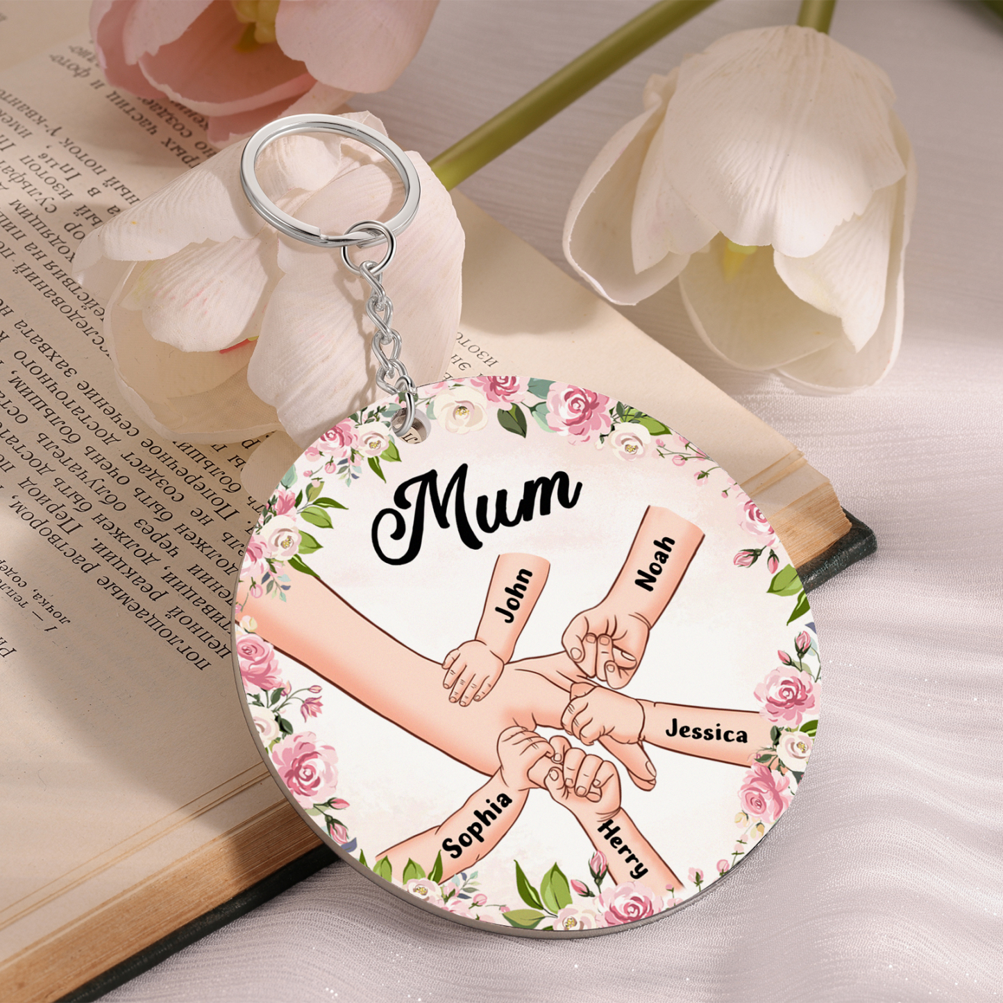 A mi mamá/abuela - Llavero/Colgante 1-6 Nombres y 1 Texto Personalizados de Acrílico-Jessemade ES
