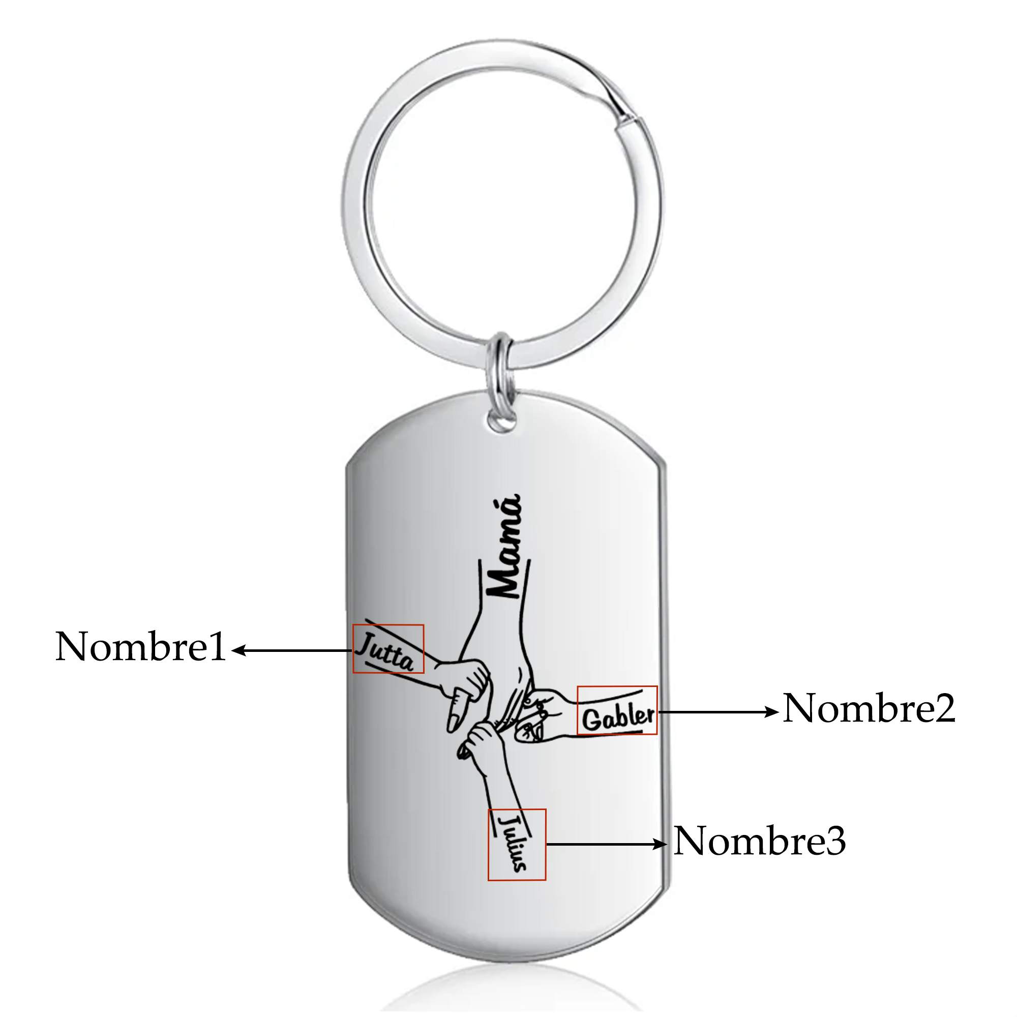 A mi mamá-Llavero 1-5 Nombres Personalizados MANOS COGIDAS-Jessemade ES