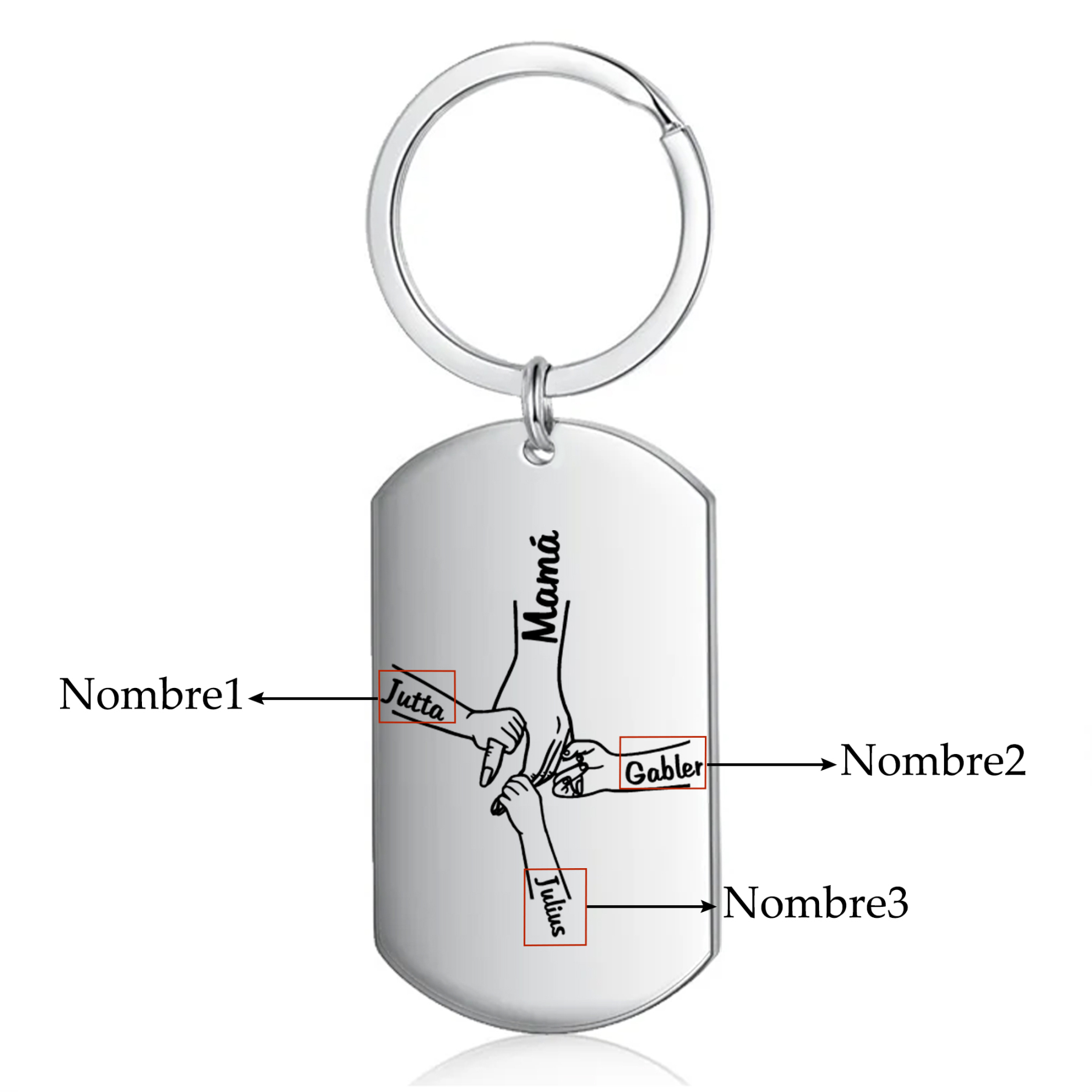 A mi mamá-Llavero 1-5 Nombres Personalizados MANOS COGIDAS-Jessemade ES