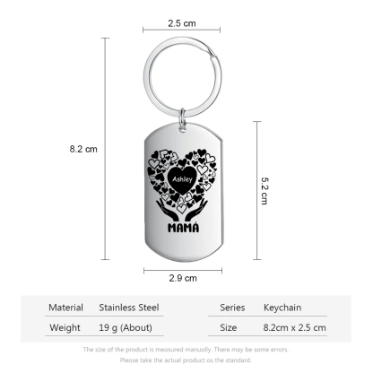 A mi mamá/abuela-Llavero 1-7 Nombres Personalizados con Texto CORAZONES Y MANOS