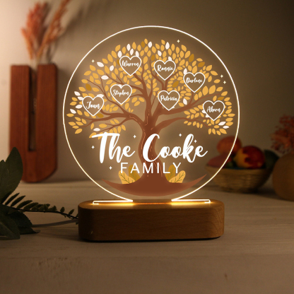 Lámpara de noche LED Árbol de la Vida 7 nombres y 1 texto personalizados-Jessemade ES