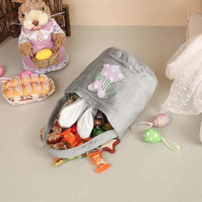 Pascua-Bolsa de conejo con 1 nombre personalizado-Jessemade ES