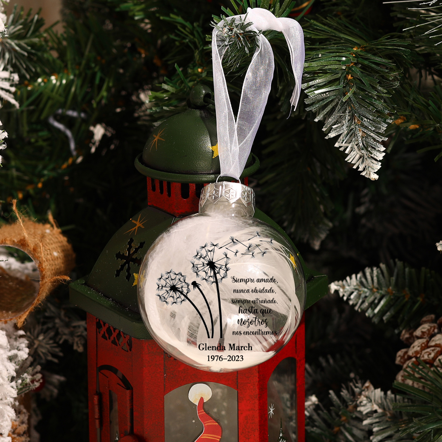 Bola navideña conmemorativa Adorno de Navidad 1 nombre y años personalizados con pluma -Jessemade ES