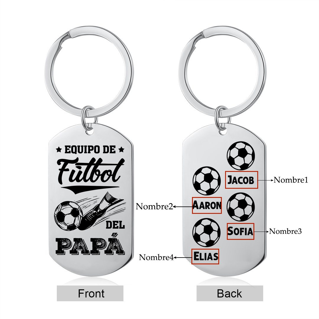 A mi papá-Llavero 1-7 Nombres Personalizados EQUIPO DE FÚTBOL DEL PAPÁ-Jessemade ES