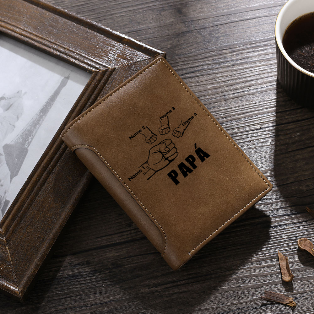 A mi papá-Cartera 2-5 nombres y texto personalizados billetera clásica puño a puño -Jessemade ES