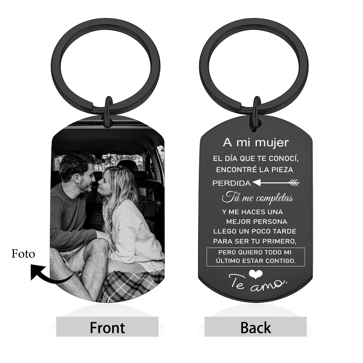 Llavero a mi mujer para pareja "Eres mi pieza perdida" 1 foto personalizada
