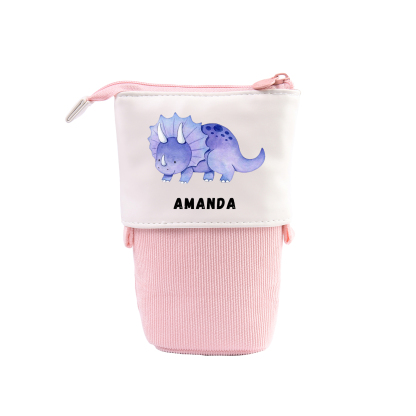 Estuche personalizado con nombre con diseños coloridos de dinosaurio para niños