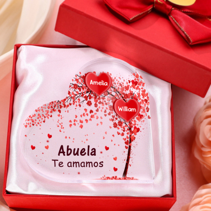 A mi mamá/abuela-Placa de acrílico "Corazones" en forma de corazón 2 nombres y 1 texto personalizados-Jessemade ES