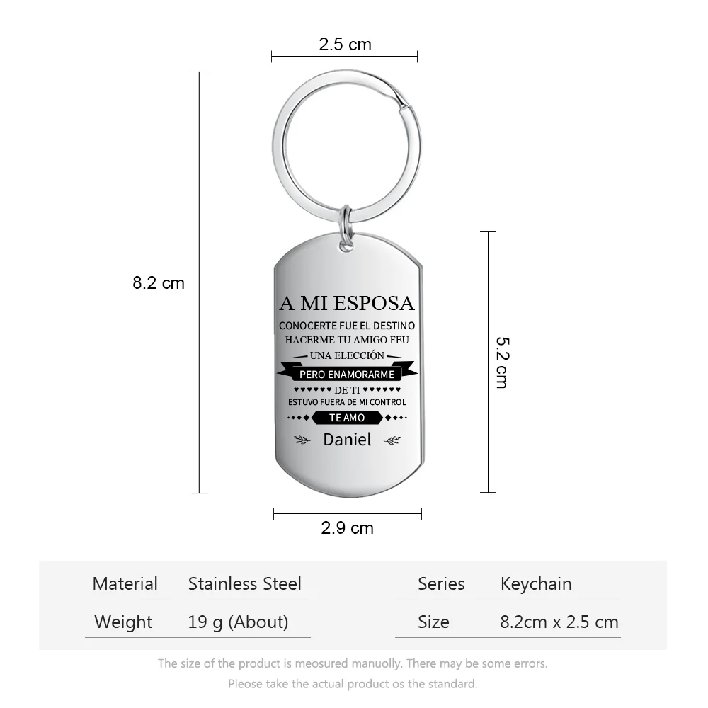 Llavero a mi esposa para pareja "Te amo" 1 nombre personalizado-Jessemade ES