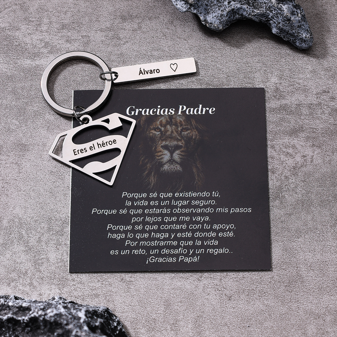 A mi papá - Llavero Superman con 1 nombre personalizado con texto-Jessemade ES