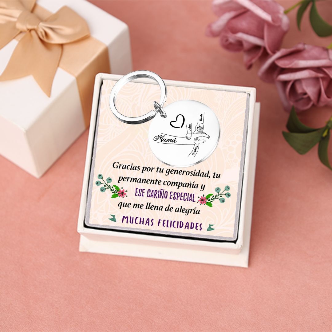 A mi mamá-Llavero 1-6 Nombres Personalizados MANOS COGIDAS-Jessemade ES