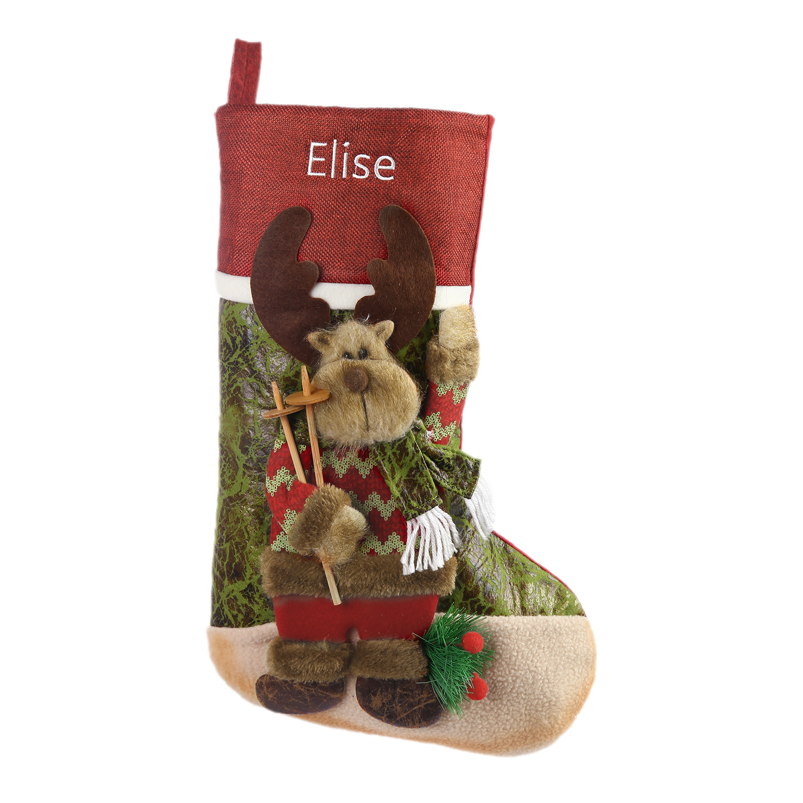 Adornos de medias navideñas con muñeco Bolsa de regalo 1 Nombre personalizado-Jessemade ES