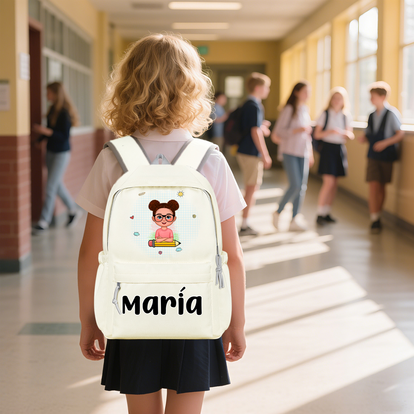 Mochila personalizada con nombre color – Regalo práctico para la vuelta a la escuela