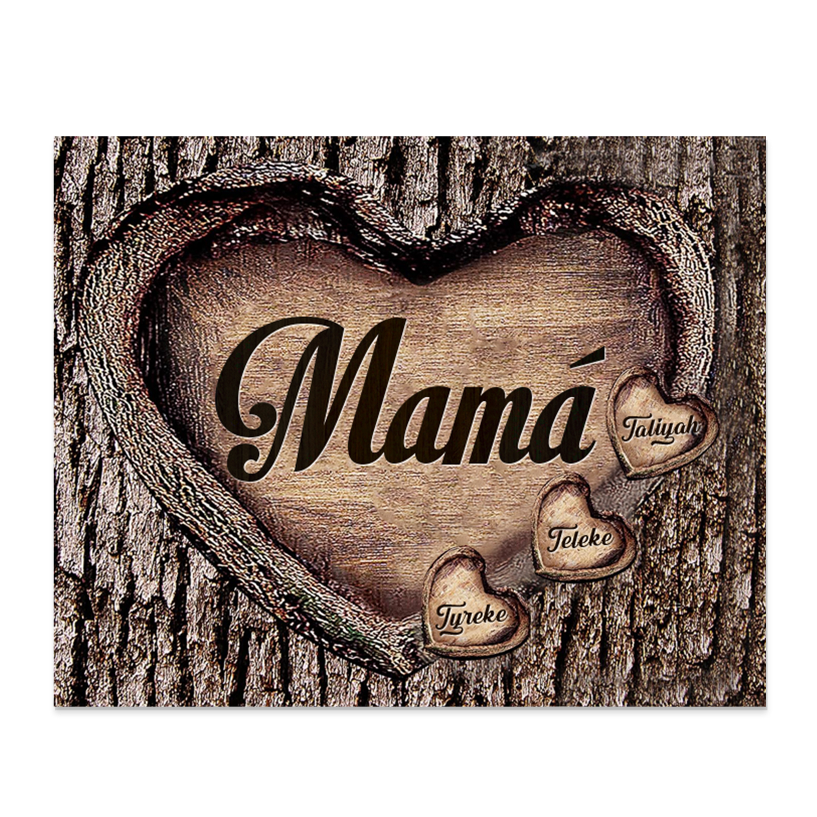 A mi mamá-Lámina marco de madera para mamá personalizado con 3 nombres-Jessemade ES