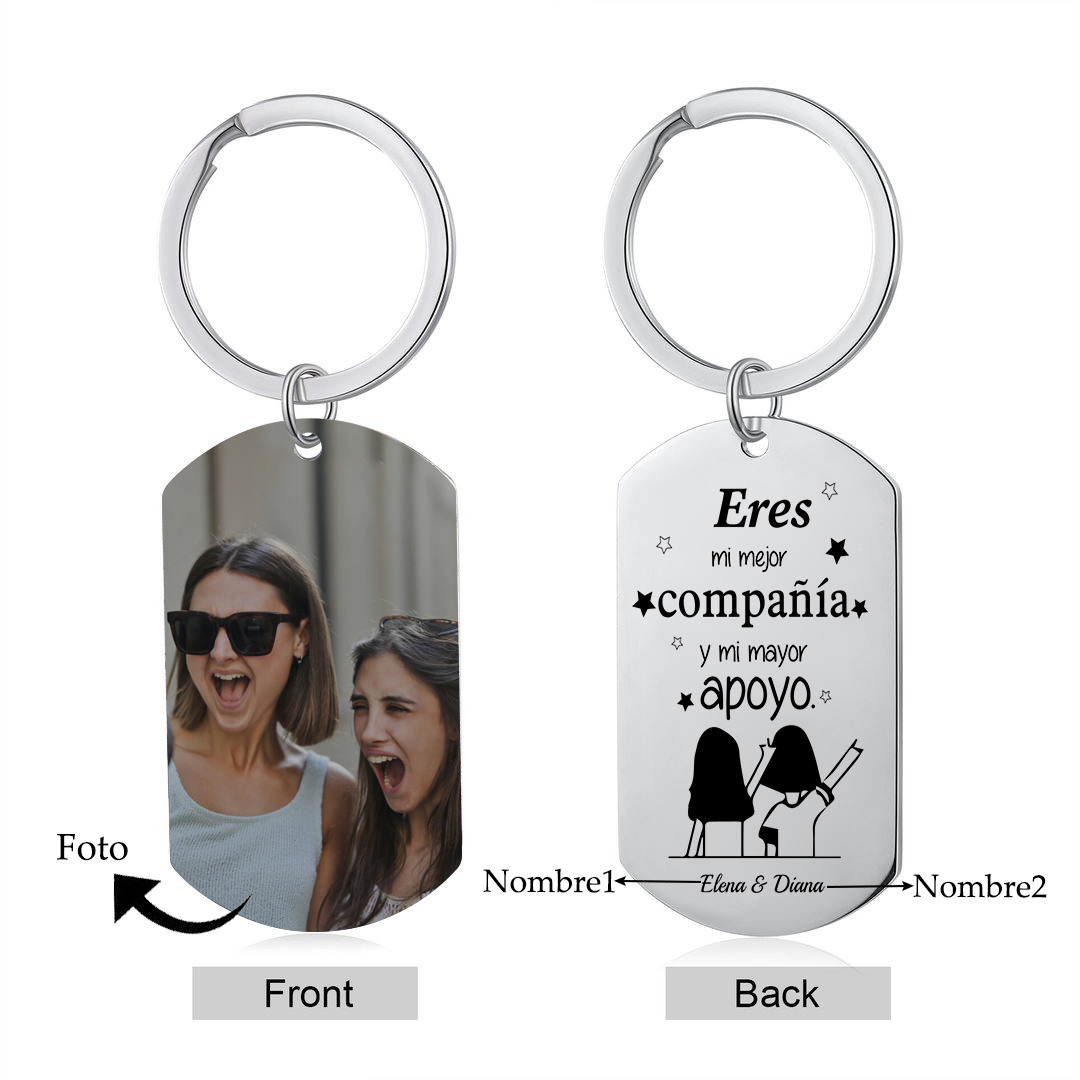 A mi amiga/hermana - Llavero con 2 nombres personalizados con foto-Jessemade ES