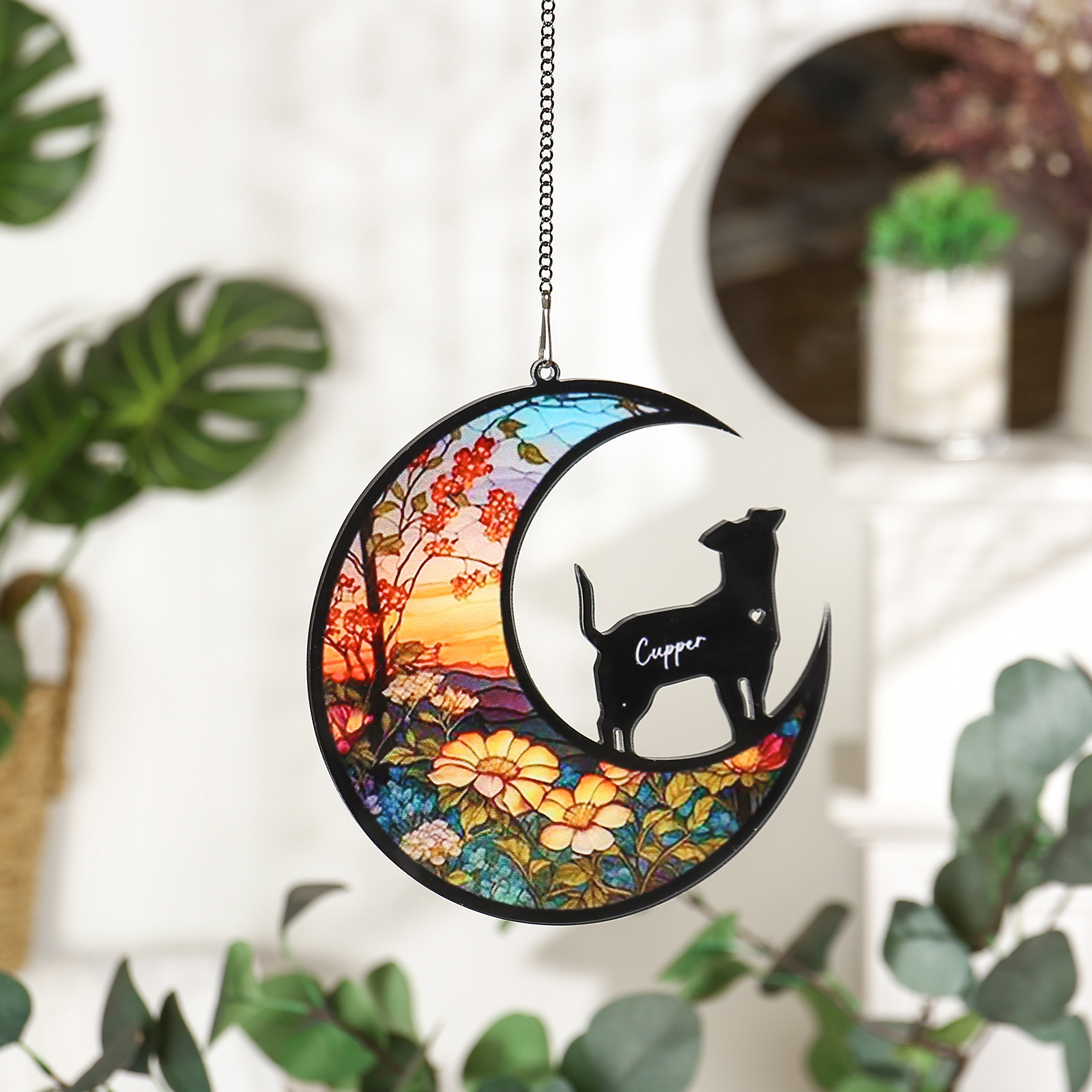 Navidad-Silueta de Perro o Gato Ornamento Navideño 1 nombre personalizado