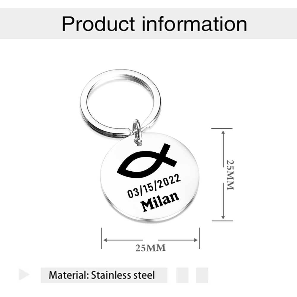 Comunión-Llavero con icono de comunión 1 foto, 1 fecha y 1 nombre personalizados-Jessemade ES