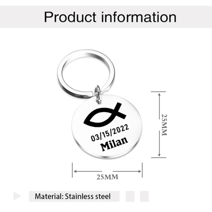 Comunión-Llavero con icono de comunión 1 foto, 1 fecha y 1 nombre personalizados-Jessemade ES