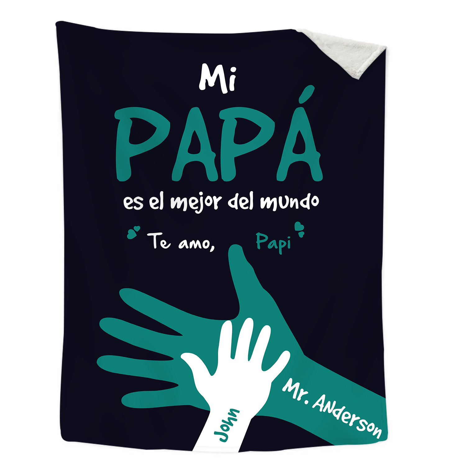 A mi padre-Manta de buen calidad de mano y manito personalizada con 2 nombres-Jessemade ES
