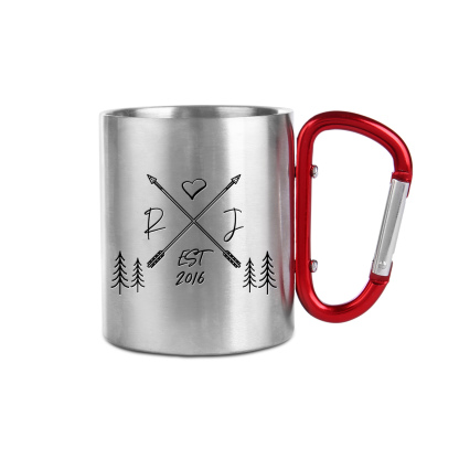 Taza de acero inoxidable actividad al aire libre para pareja 2 letras personalizadas y año-Jessemade ES