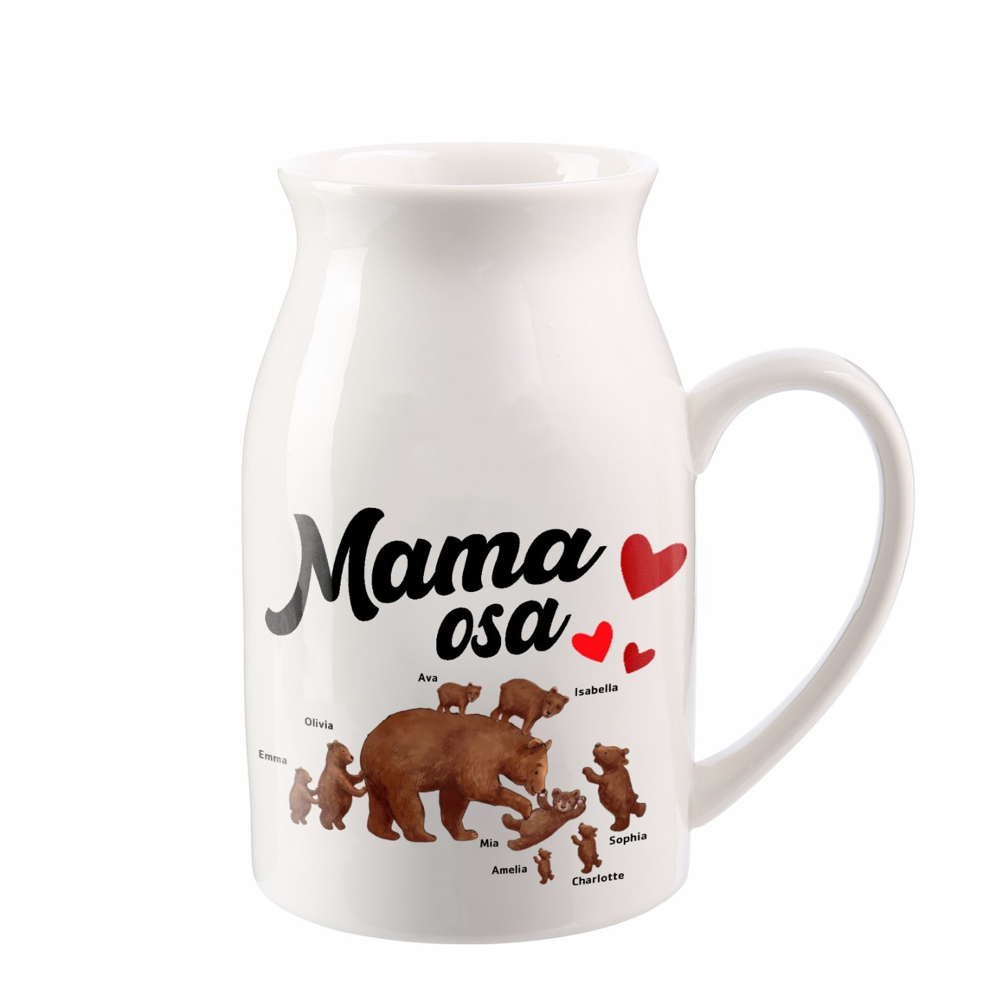 Florero de cerámica mamaosa y sus bebés 2-8 nombres personalizados con texto decoración del hogar-Jessemade ES
