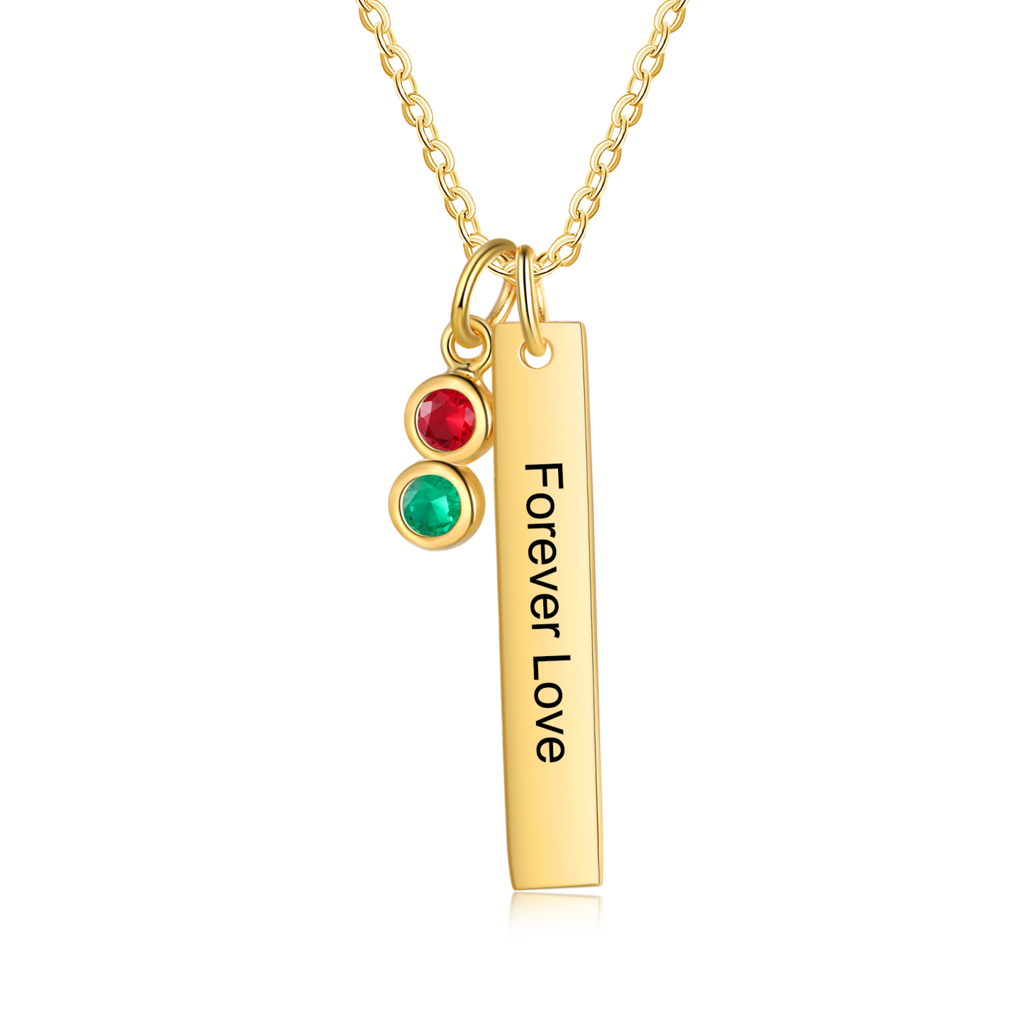 Collar con colgante de placa con 1-6 piedras de nacimiento personalizadas con texto-Jessemade ES