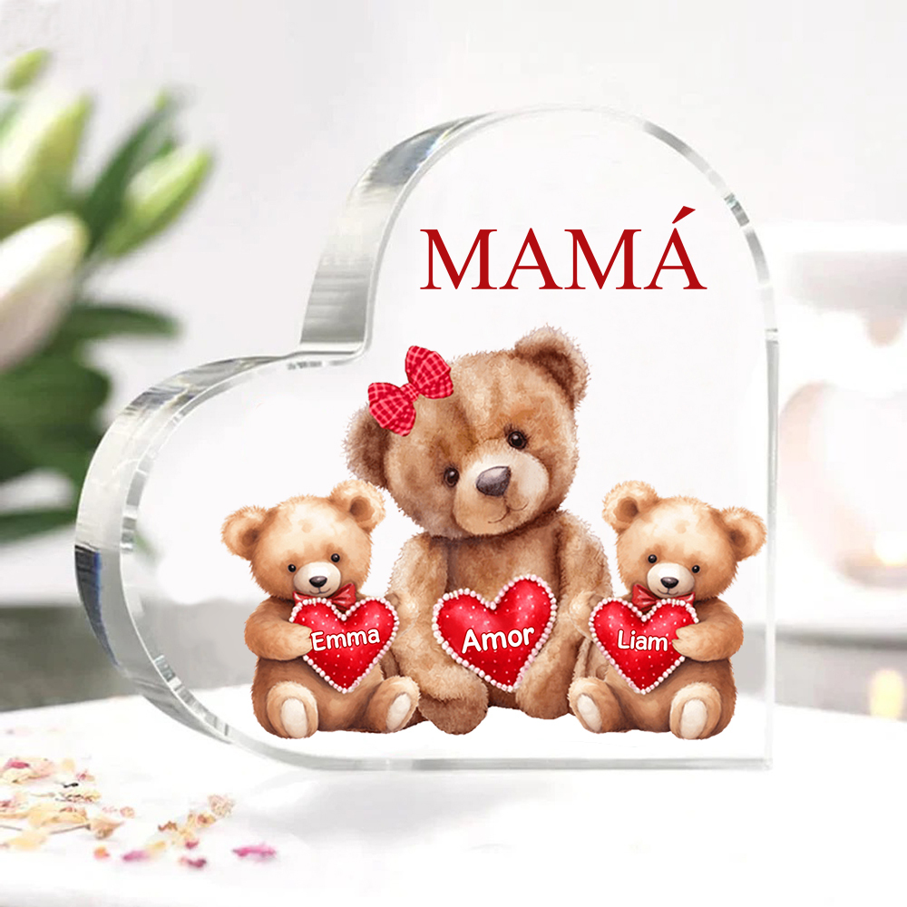 A mi mamá/abuela-Placa de acrílico "Nosotros" en forma de corazón 2 nombres y 1 texto personalizados-Jessemade ES