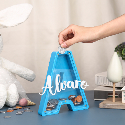 Alcancía de madera en forma de letras con 1 nombre personalizado hucha-Jessemade ES