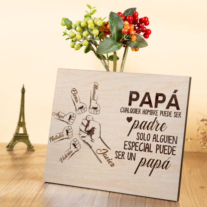 A mi papá - Lámina 2-6 nombres personalizados marco de madera puño con puño-Jessemade ES
