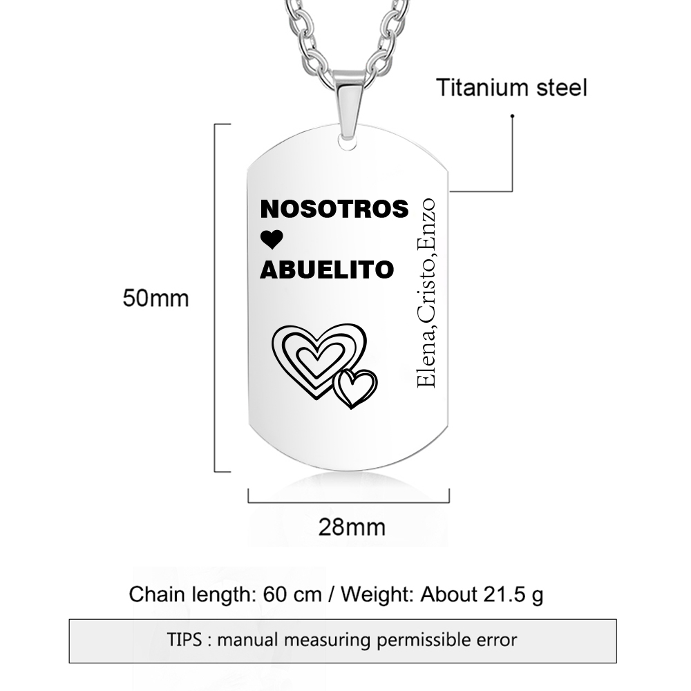 A MI ABUELO-Collar abuelo y nietos de placa personalizada con 1 texto-Jessemade ES