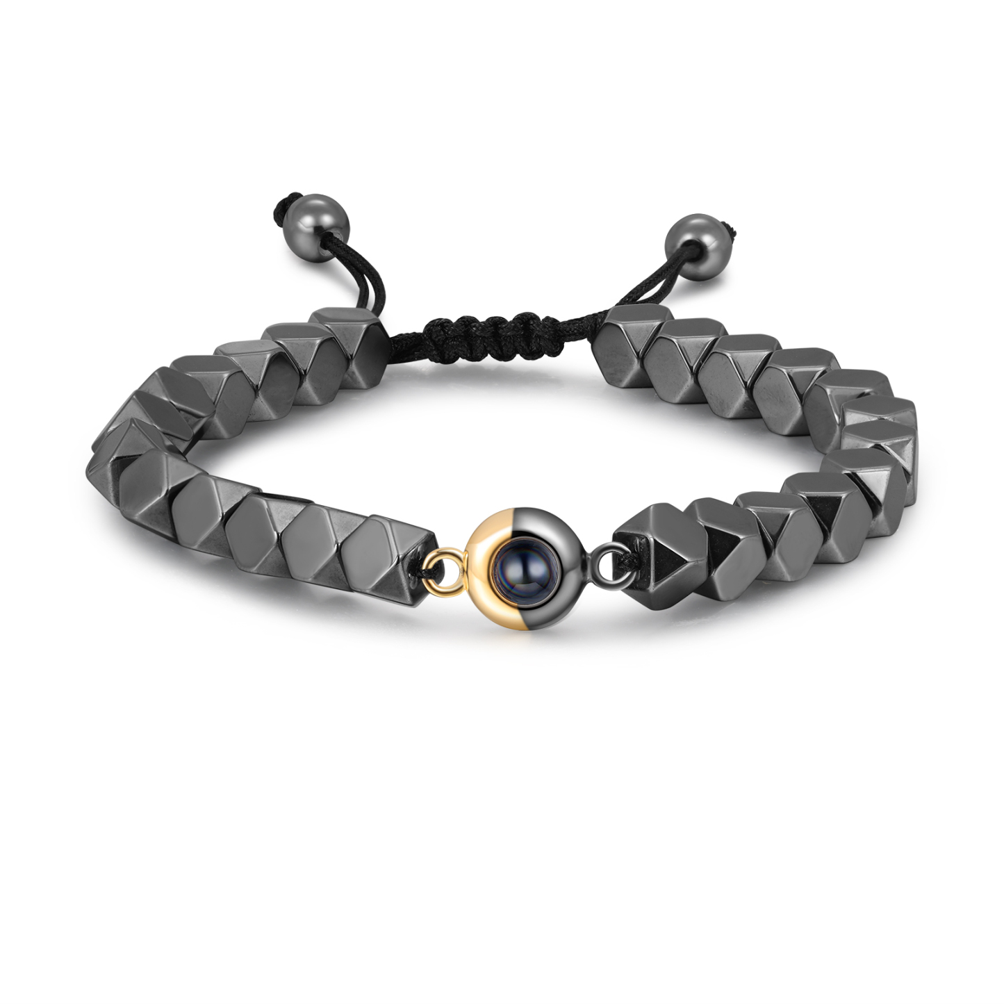 Pulsera de perlas rómbicas con proyección de foto en color para hombre-Jessemade ES