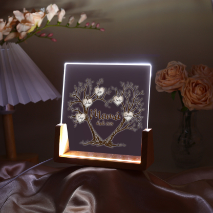 A mi mamá/abuela-Lámpara Personalizada con 2-8 Nombres, 1 Texto y 1 Fecha "árbol de la vida" 3D Ilusión Luz de Noche-Jessemade ES