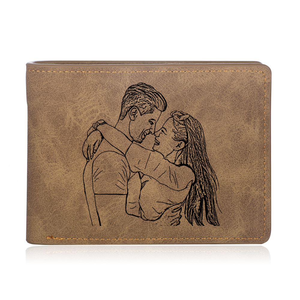 Cartera, billetera con 1 foto y 3 textos personalizados, monedero clásico para hombre