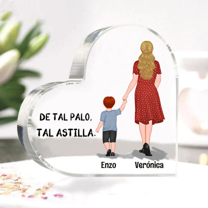 Placa de acrílico en forma de corazón mamá e hijos con 2-3 nombres personalizados-Jessemade ES