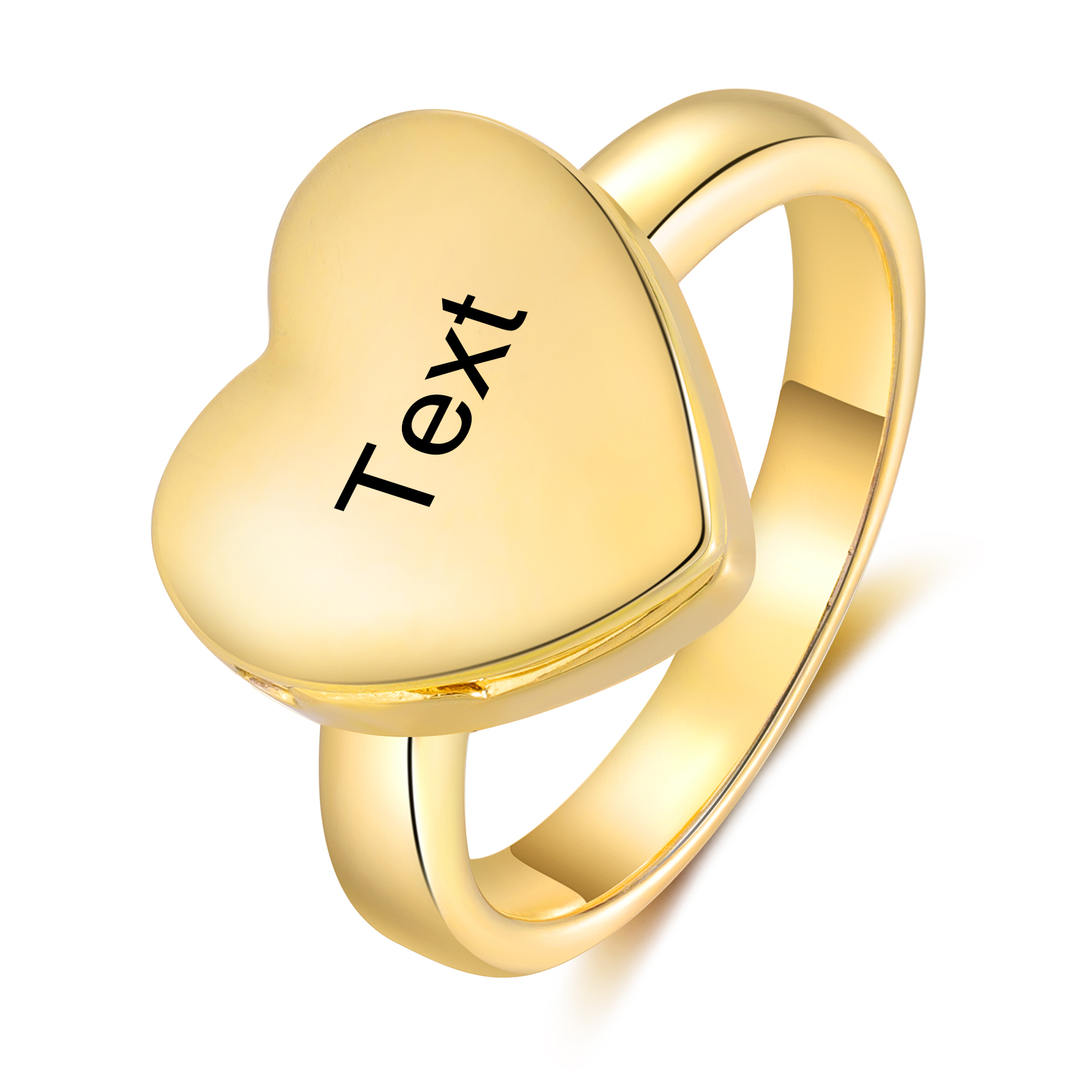 Anillo con corazón abierto personalizado con 1 foto y 1 texto-Jessemade ES
