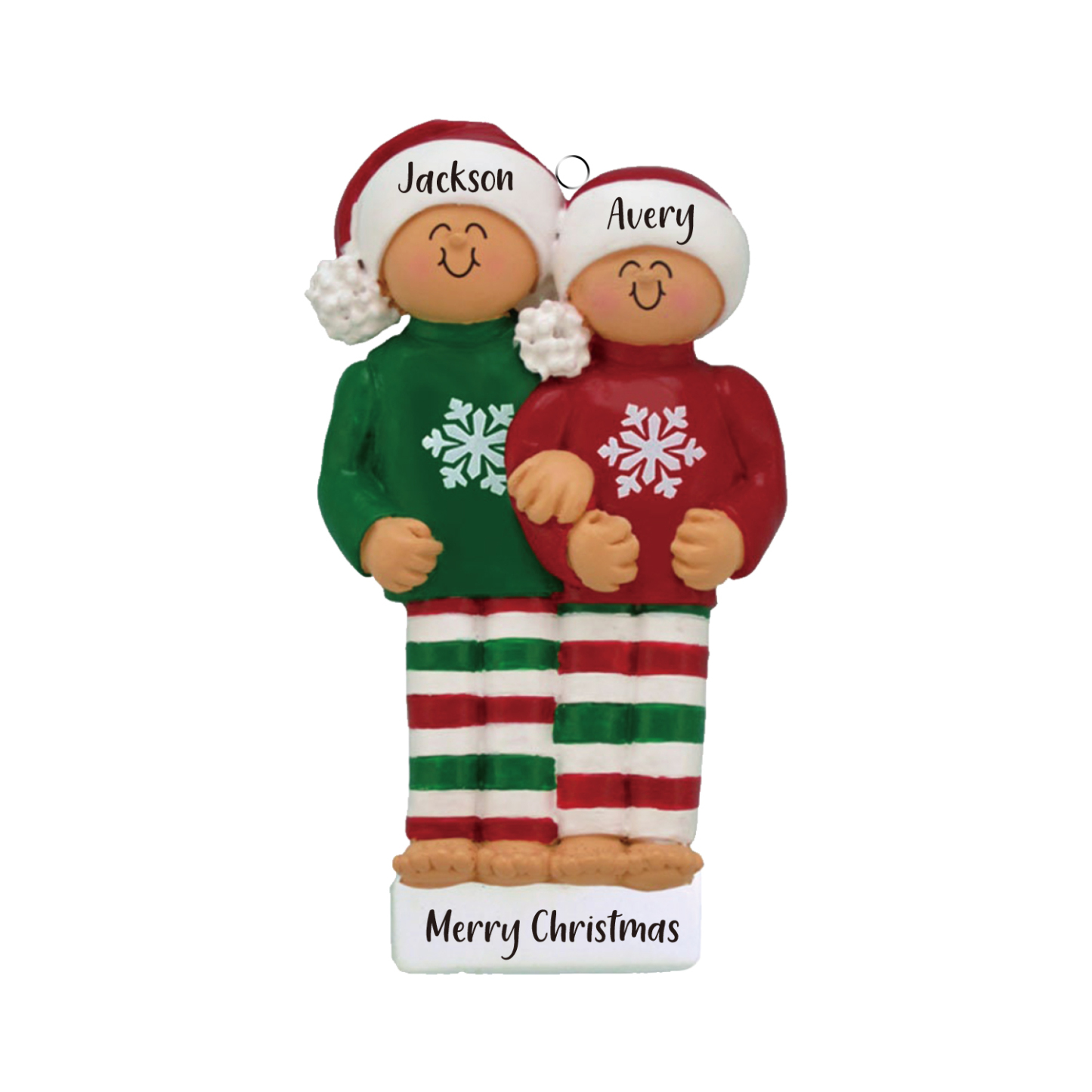 Navidad-Ornamento muñecos navideño de madera 2 nombres y 1 texto personalizados adorno del árbol