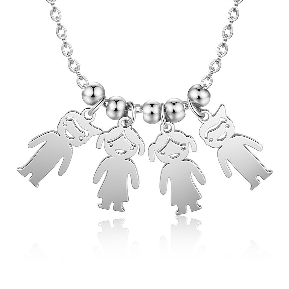 Collar para mujer personalizado con 4 nombres con dijes de niños