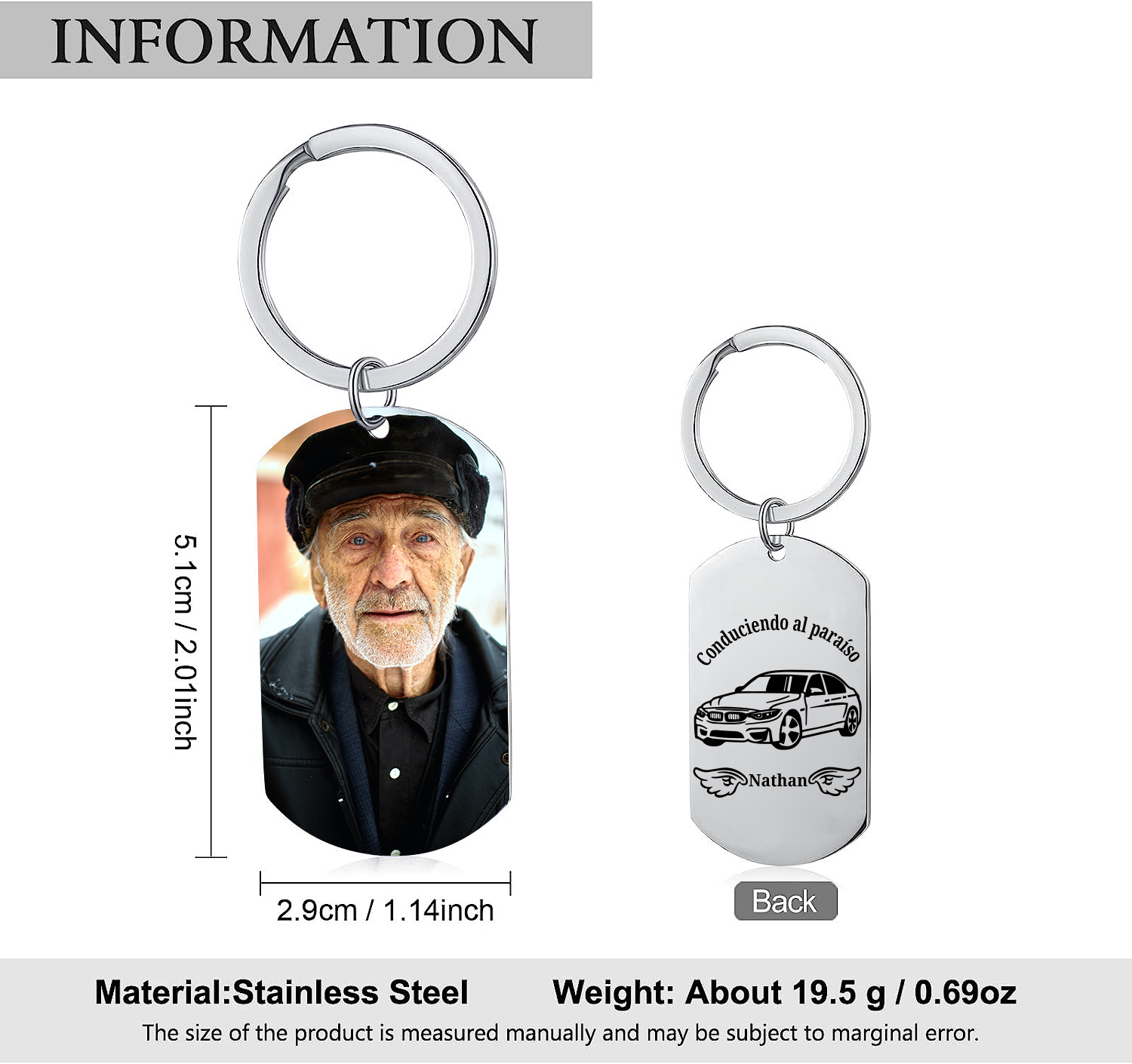 Llavero conmemorativo a un ser querido personalizado con foto y nombre-Jessemade ES