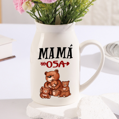 Florero de cerámica mamaosa y sus bebés 2-8 nombres personalizados con texto decoración del hogar-Jessemade ES