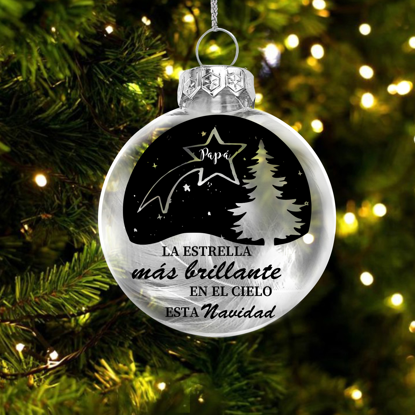 Bola navideña conmemorativa Adorno de Navidad 1 nombre personalizado con pluma -Jessemade ES